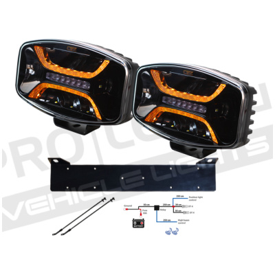2-pack OZZ XO1 P LED Ovalt Extraljus - komplett paket (inklusive stenskottsskydd)