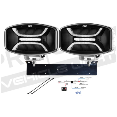 2-pack OZZ XO1 P LED Ovalt Extraljus WHITE – komplett paket (inklusive stenskottsskydd)