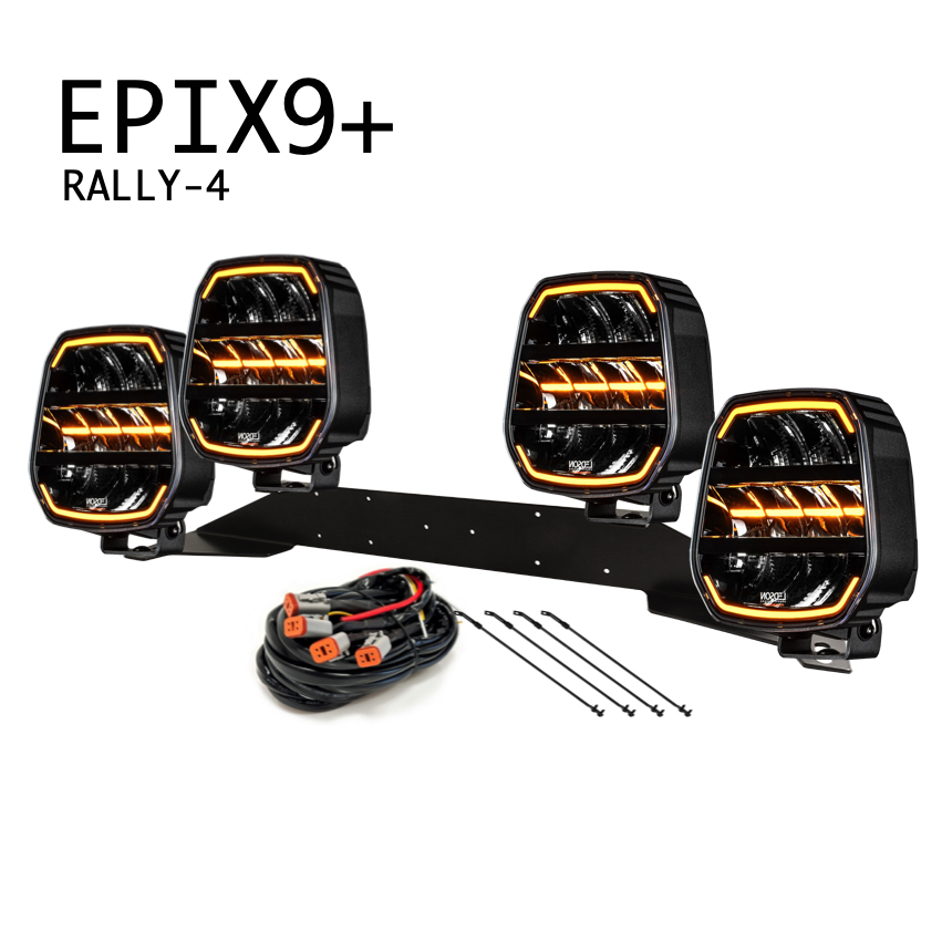 4-pack EPIX9+ Extraljus 9" -komplett paket, RALLY-4