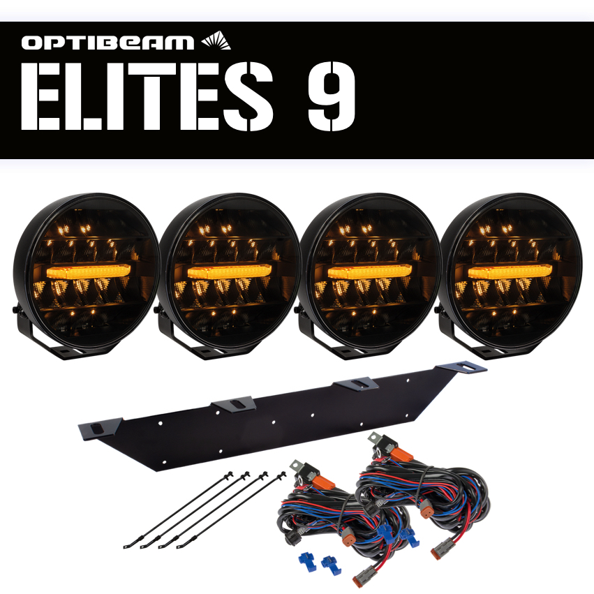 4-pack OPTIBEAM Elites 9" - komplett paket