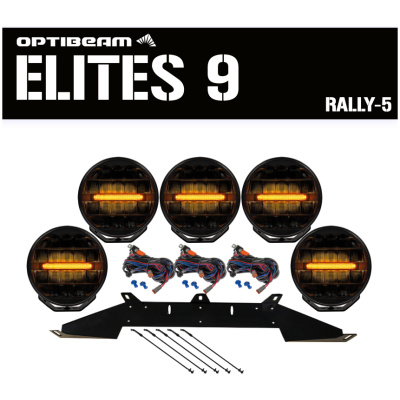 5-pack OPTIBEAM Elites 9" - komplett paket, RALLY-5