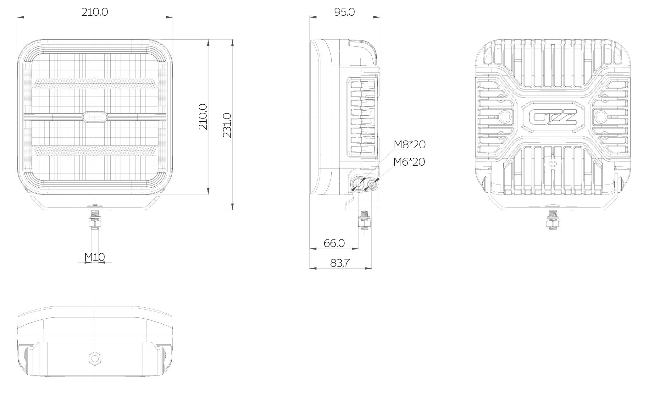 OZZ SQR 9” Extraljus LED - Svart - Bild 5
