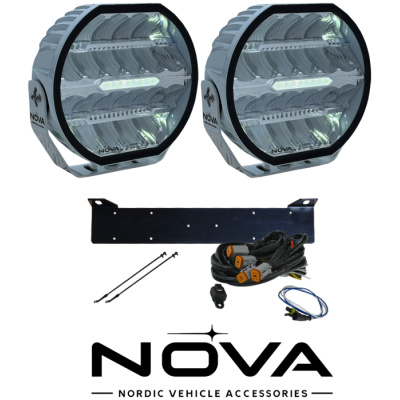 2-pack Nova-Beam-ONE - 9" LED extraljus, Vitt -komplett paket