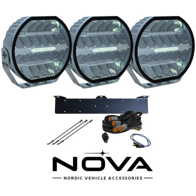 3-pack Nova-Beam-ONE - 9" LED extraljus, Vitt -komplett paket