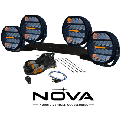 4-pack Nova-Beam-ONE - 9" LED extraljus, Svart -komplett paket RALLY-4