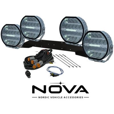 4-pack Nova-Beam-ONE - 9" LED extraljus, Vitt -komplett paket RALLY-4