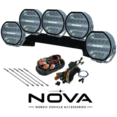 5-pack Nova-Beam-ONE - 9" LED extraljus, Vitt -komplett paket RALLY-5